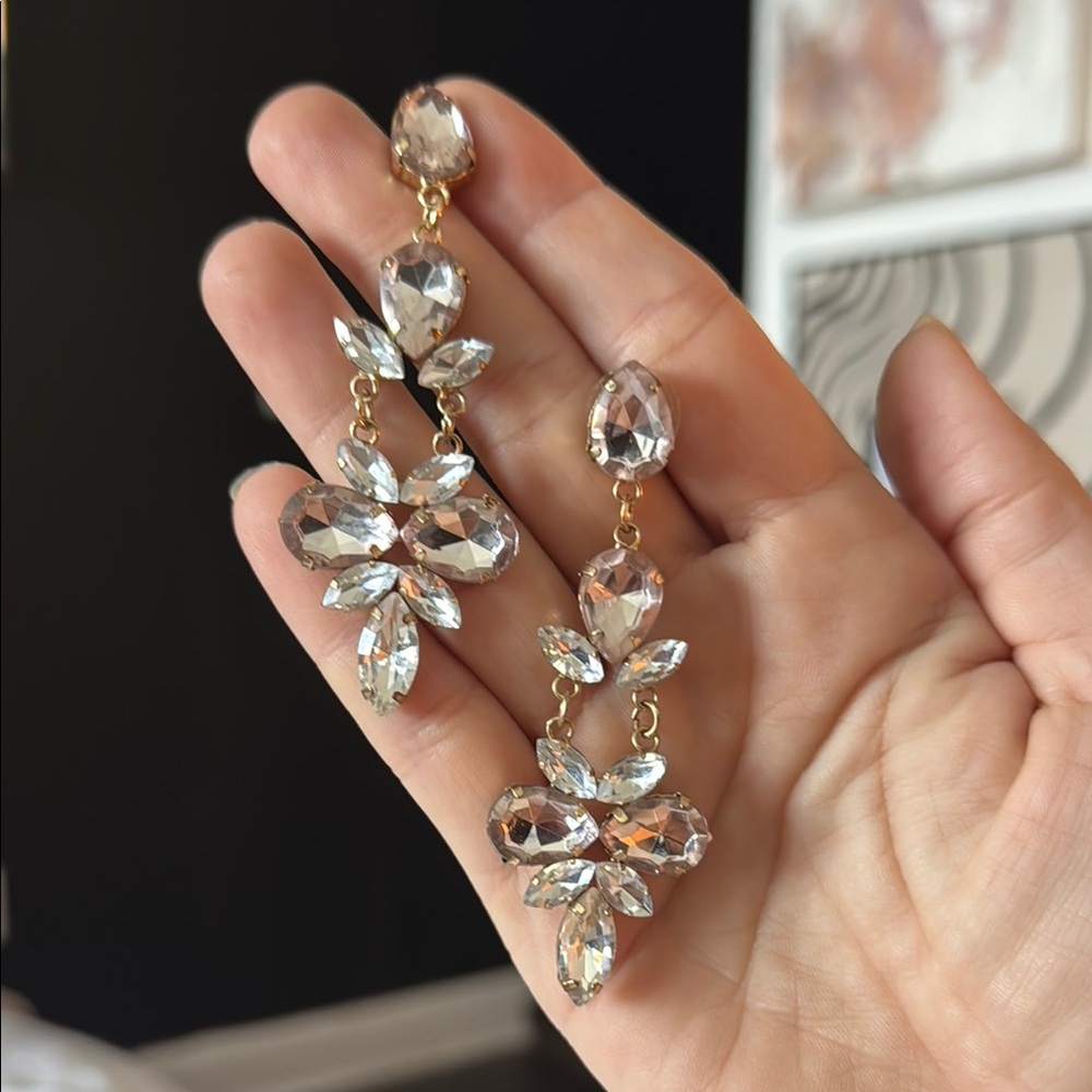 Elegant Gold and Silver Crystal Drop Earrings